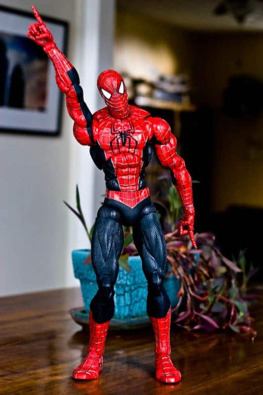 Spider-Man toy in animated disco pose