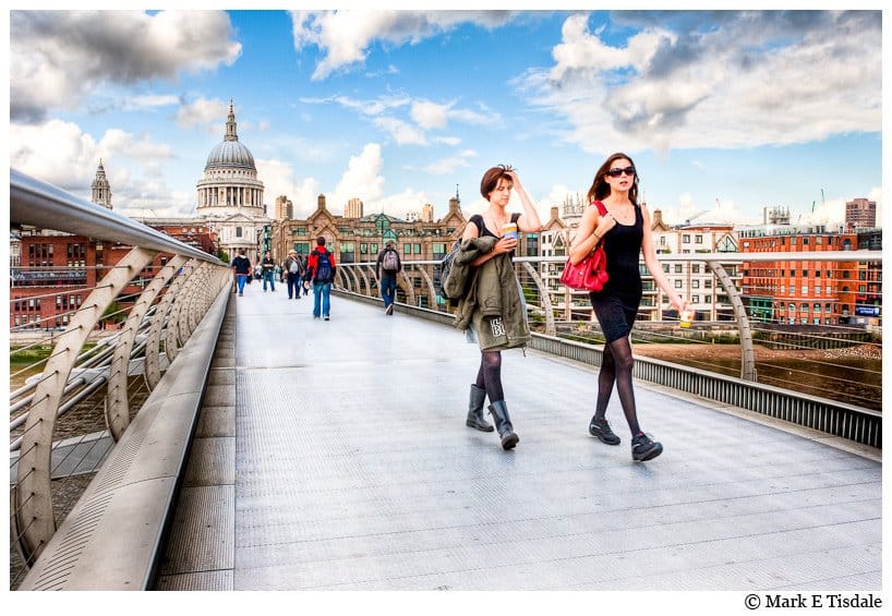 Street Photography - picture of people on London's Millennium Bridge