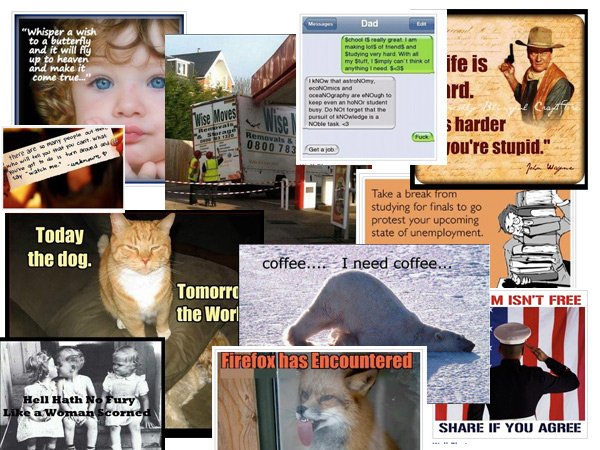 Content is King on Facebook - collage of the flotsam and jetsam on Facebook